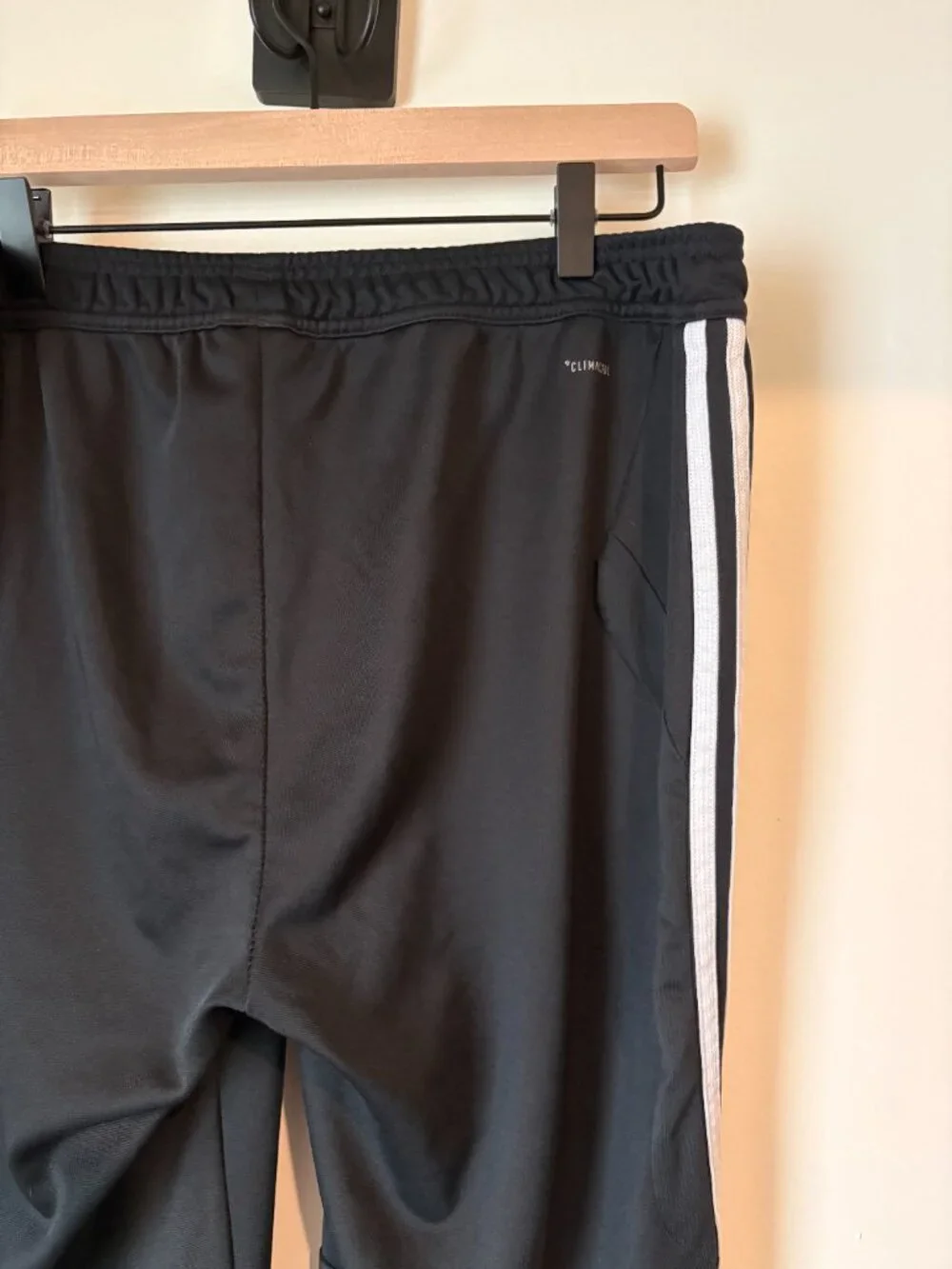 Adidas ClimaLite Black 3 Stripe Track Pants Men’s XL Drawstring Athletic